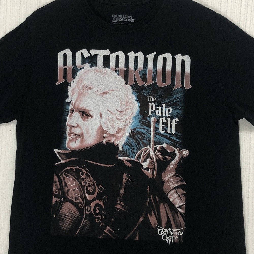 Dungeons & Dragons Baldur's Gate 3 Astarion The Pale Elf Black Graphic T XL